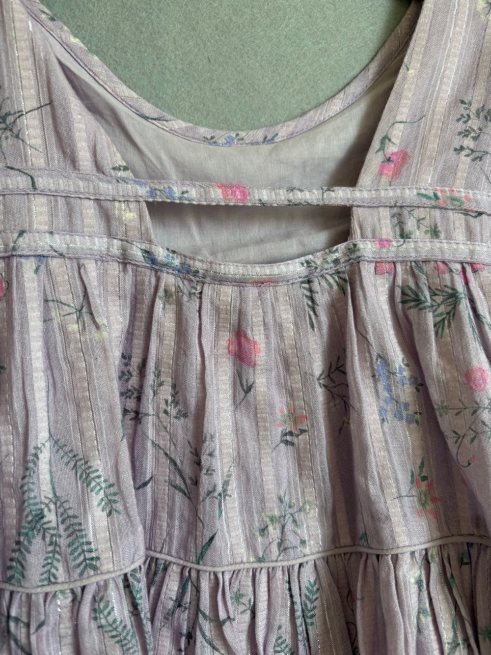 Laura Ashley Girls Croswell Shimmer Stripe Lilac Floral Babydoll Dress 6 wedding - Picture 4 of 7
